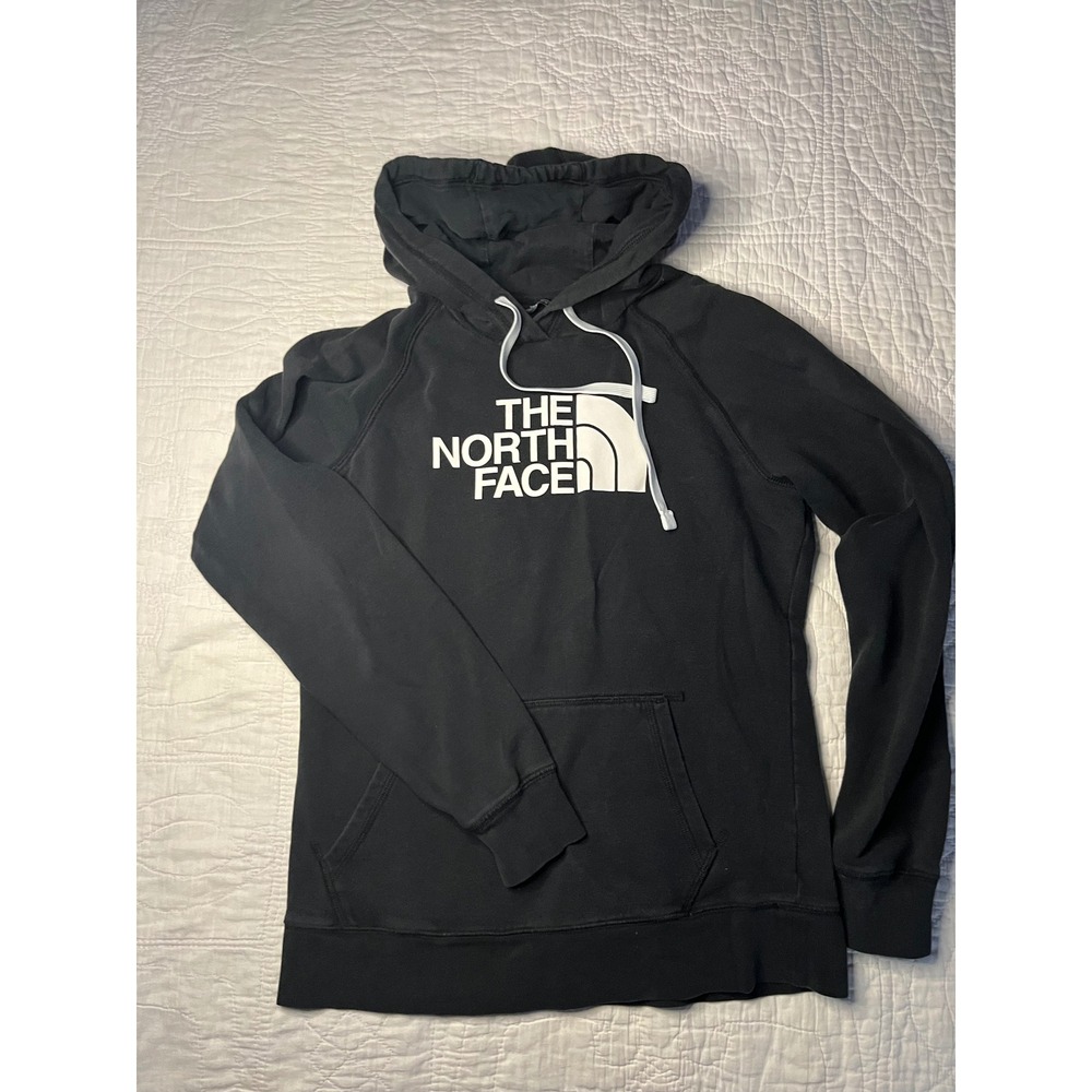 The North Face Womens Half Dome Pullover Hoodie Black White Logo Size Medium